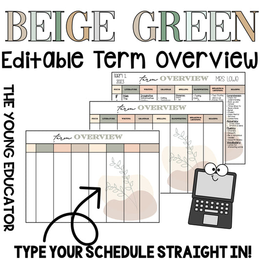 Printable editable term overview template – a curriculum organization template for teachers. Includes a digital short-term planning template in PowerPoint.