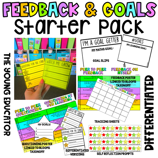 Printable feedback and goal setting pack for teachers to enhance student learning.
