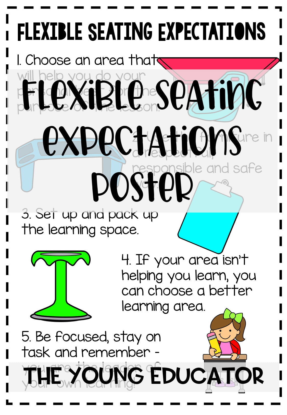 Flexible Seating Expectations Poster for classrooms to establish clear seating rules.
