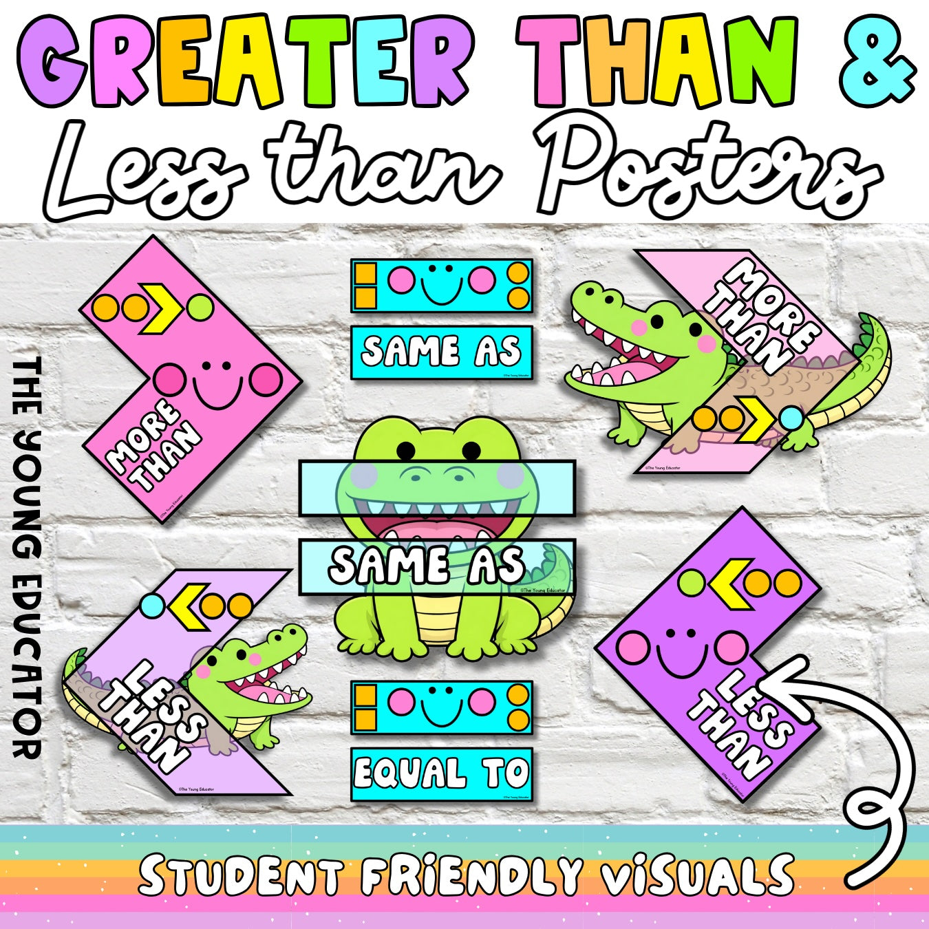 Greater Than Less Than Equal To Posters Printable | Math Comparison Symbols Classroom Decor for Elementary K-6