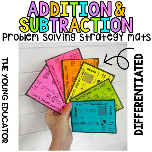 Addition and Subtraction Maths Problem Solving Strategy Mat Prompts