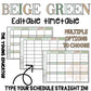 Editable 'BEIGE GREEN' Teacher Timetable Template