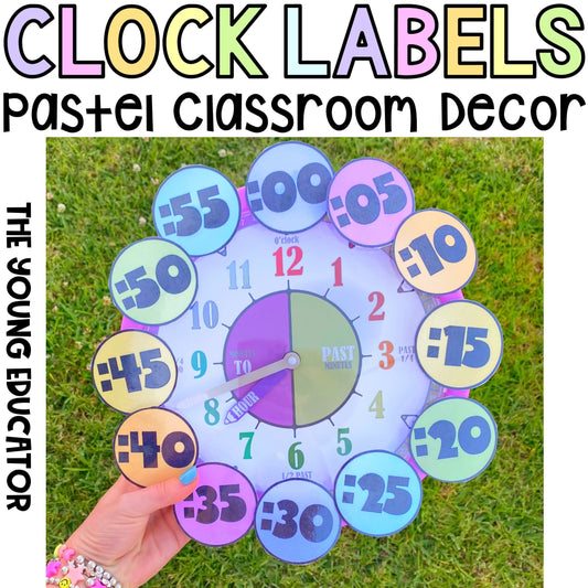 PASTEL RAINBOW CLOCK Intervals *12 and 24 Digital Time*