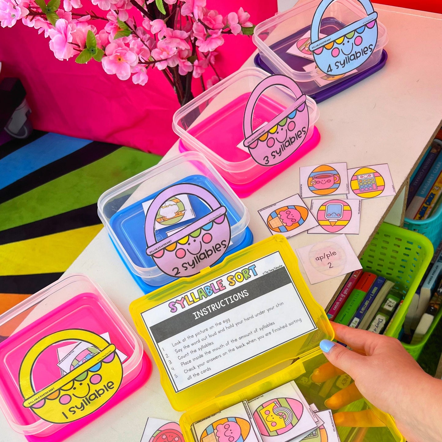 Easter Phonics and Grammar Booster Pack - Science of Reading - Task Cards - Task Box
