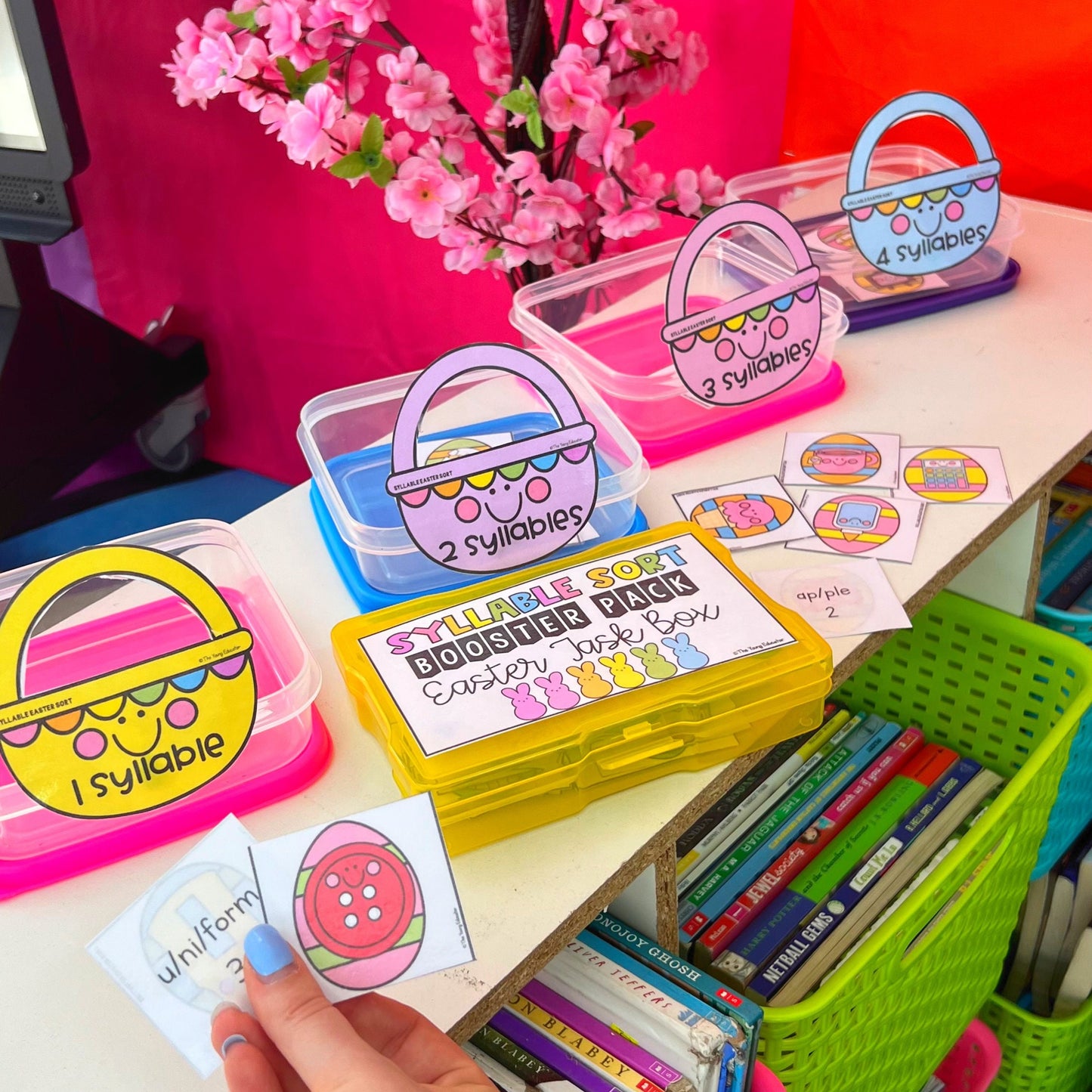 Easter Phonics and Grammar Booster Pack - Science of Reading - Task Cards - Task Box
