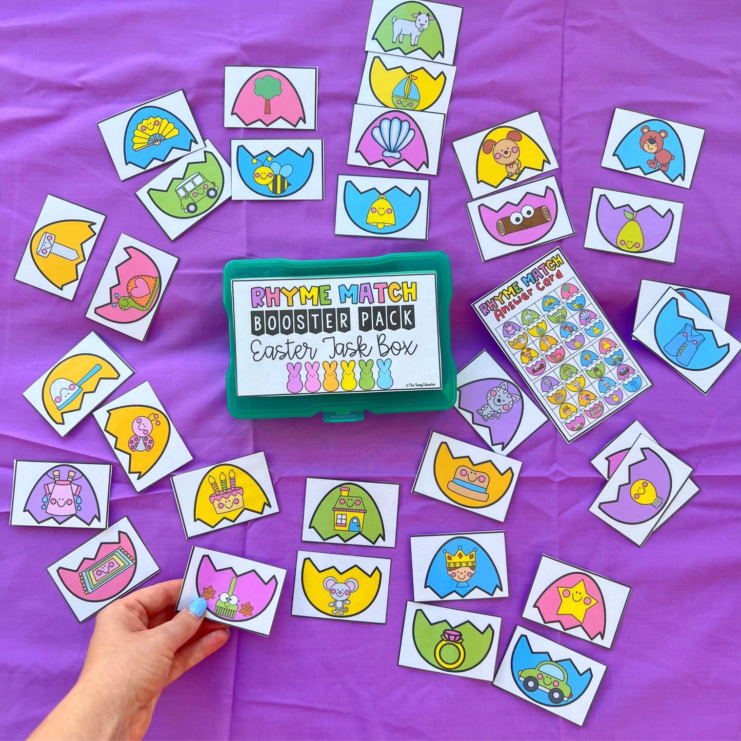 Easter Phonics and Grammar Booster Pack - Science of Reading - Task Cards - Task Box