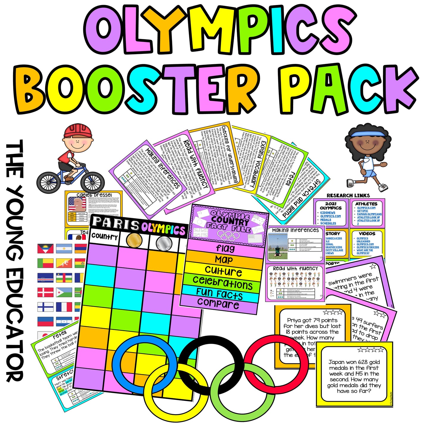 OLYMPIC BOOSTER PACK - Olympic Activities 2024 Paris Pack -Reading, math, inquiry