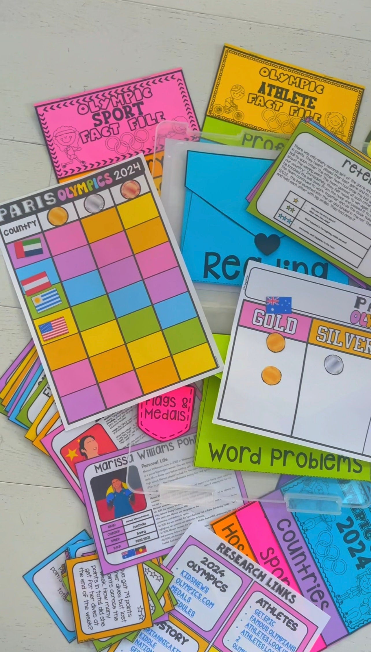OLYMPIC BOOSTER PACK - Olympic Activities 2024 Paris Pack -Reading, math, inquiry