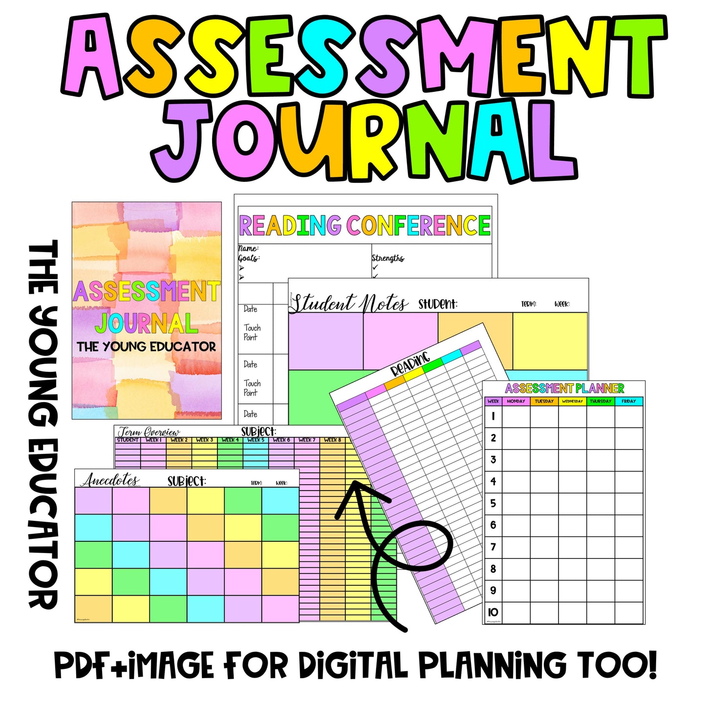 Rainbow Assessment Journal / Grade Book / Grade Tracker / Student Data / Record Book