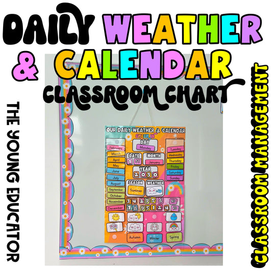 INTERACTIVE Daily Calendar & Weather Chart | Bulletin Board Classroom Decor