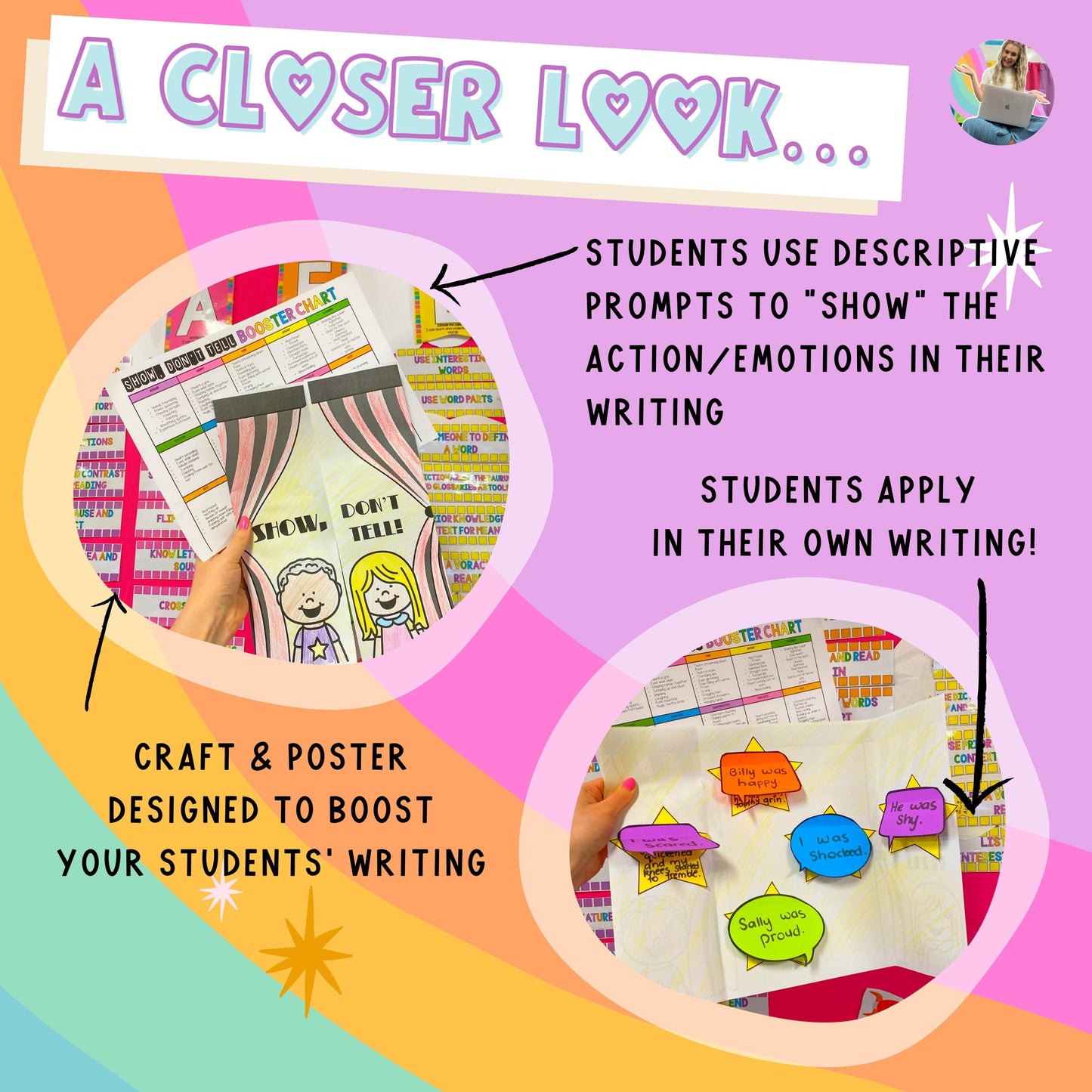 Show, Don't Tell! Activity Pack - Craft & Poster - Descriptive Writing - Improved Vocabulary - Descriptive Language Learning Printable