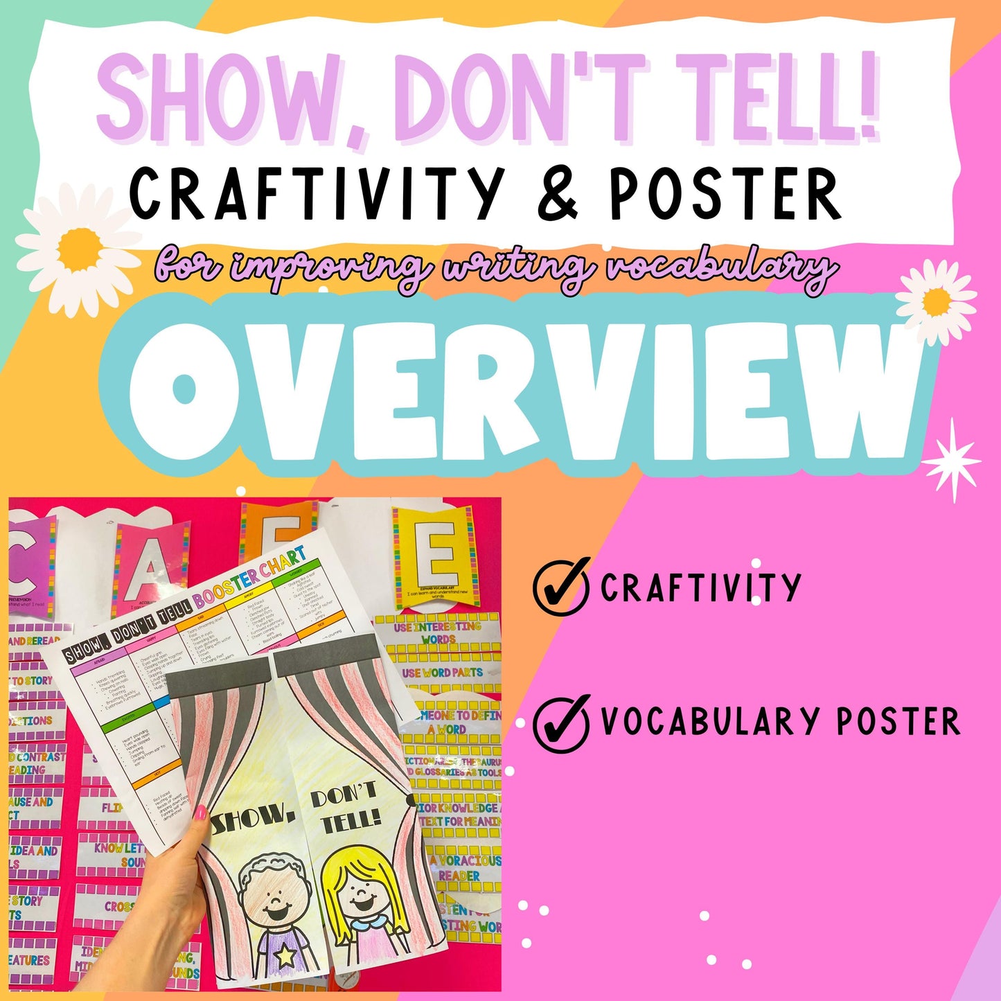 Show, Don't Tell! Activity Pack - Craft & Poster - Descriptive Writing - Improved Vocabulary - Descriptive Language Learning Printable