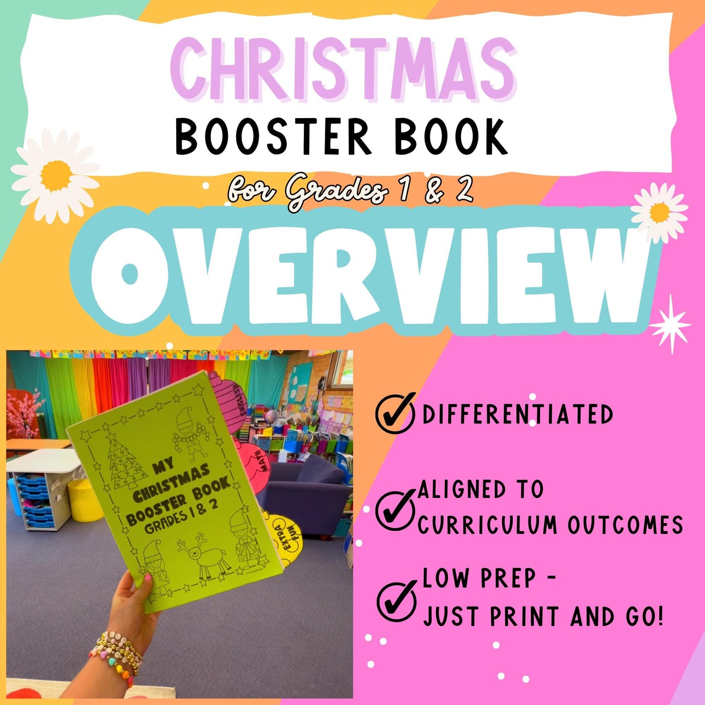 CHRISTMAS BOOSTER BOOK (No Prep - Print and Go!) - Grade 1/2 Curriculum Aligned Learning Holidays Booklet Printable Year 1 and Year 2