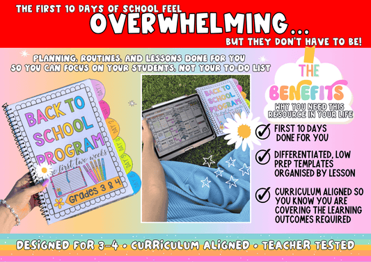 BACK TO SCHOOL Program – Grades 3 & 4 First Ten Days | ACARA Aligned Teaching Planner | Low Prep Digital Curriculum (PDF + PPT)