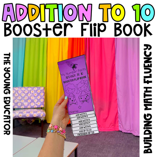 Math Booster Flip Book to improve number fact fluency and addition skills.