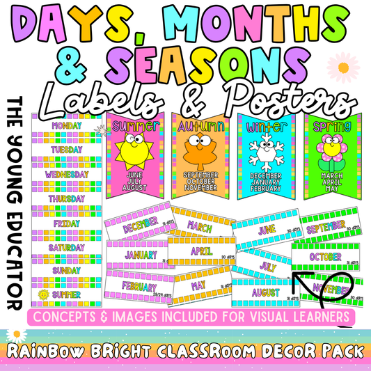 Months of the Year Posters for classroom calendar displays and student learning.