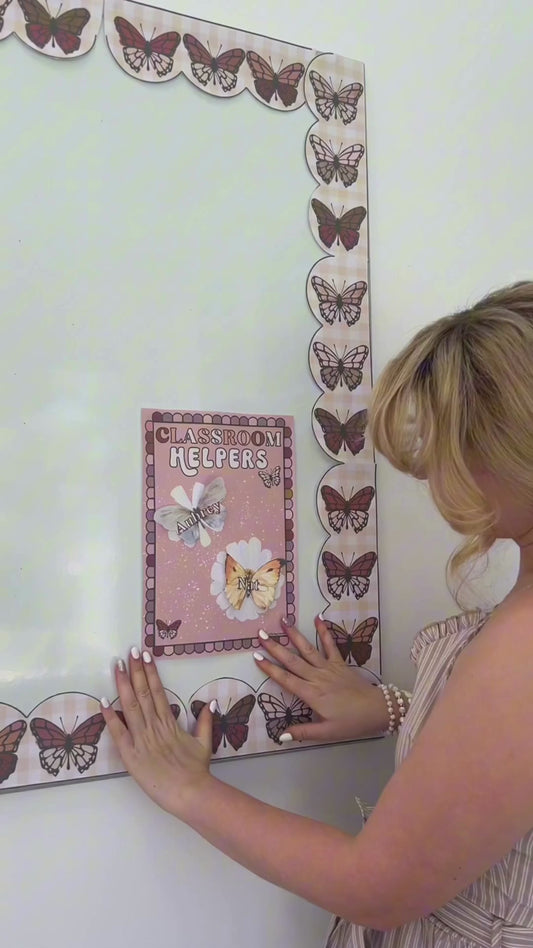 CLASSROOM HELPERS INTERACTIVE DISPLAY | Boho Butterfly Decor | Neutral Classroom