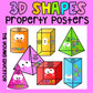 Printable 3D shape posters for classroom display, featuring colorful visuals of 3D objects like cubes, cones, and spheres to support interactive learning.