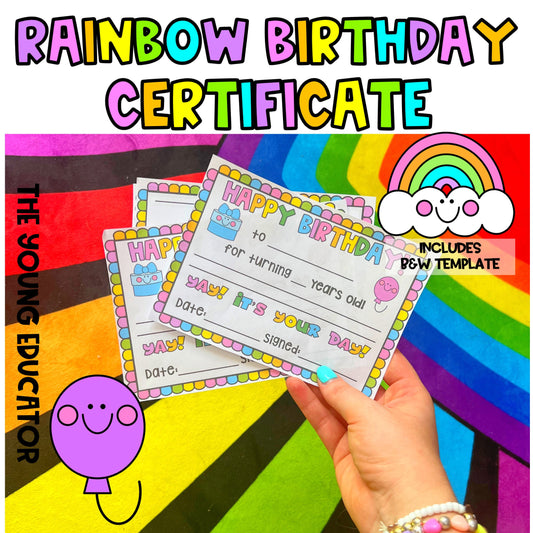 Printable Birthday Certificate Award for Students – fun and customizable birthday certificates for kids' classrooms.