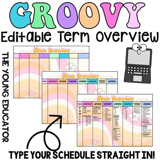 Printable Editable Term Overview Template – Groovy design for structured term planning.