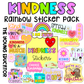 Printable Kindness Stickers for Kids with rainbow designs for positivity