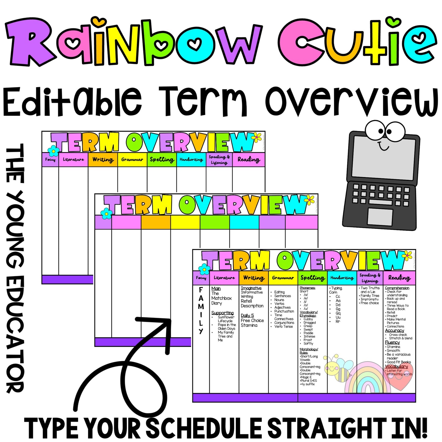 Bright and colorful rainbow classroom decor for organized teachers
