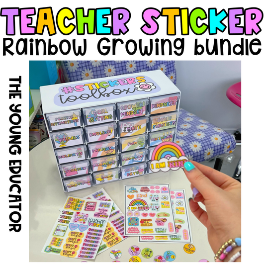 Rainbow Sticker Pack with printable colorful designs for decorating and crafting.