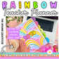Customisable rainbow teacher planner for 2025 with editable layouts for digital and paper use.