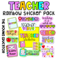Rainbow Teacher Stickers for rewarding students and decorating planners with vibrant colors.