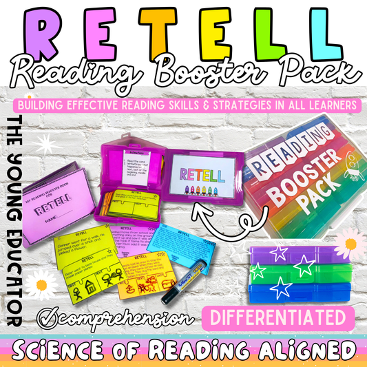 Reading Booster Pack with comprehension strategies and differentiated task cards.