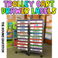 Storage Cart Labels to keep lesson plans, subject materials, and school supplies neatly stored.