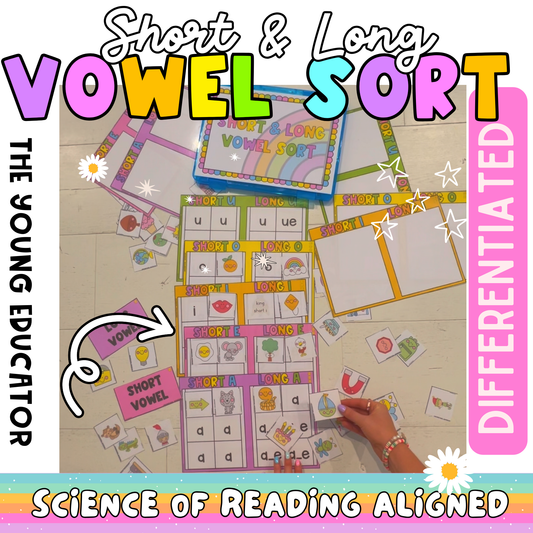 Vowel Sorts Activity – interactive phonics game for long and short vowel sounds.

