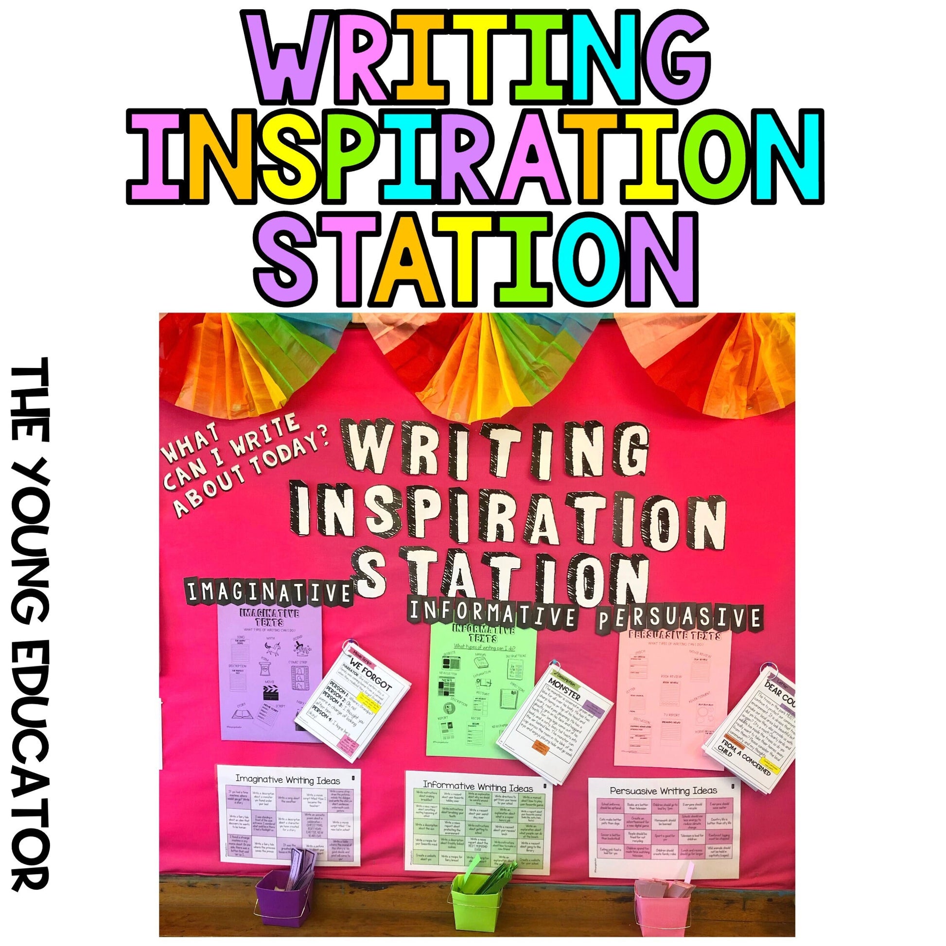  Writing Inspiration Station for classrooms with creative writing prompts for students.